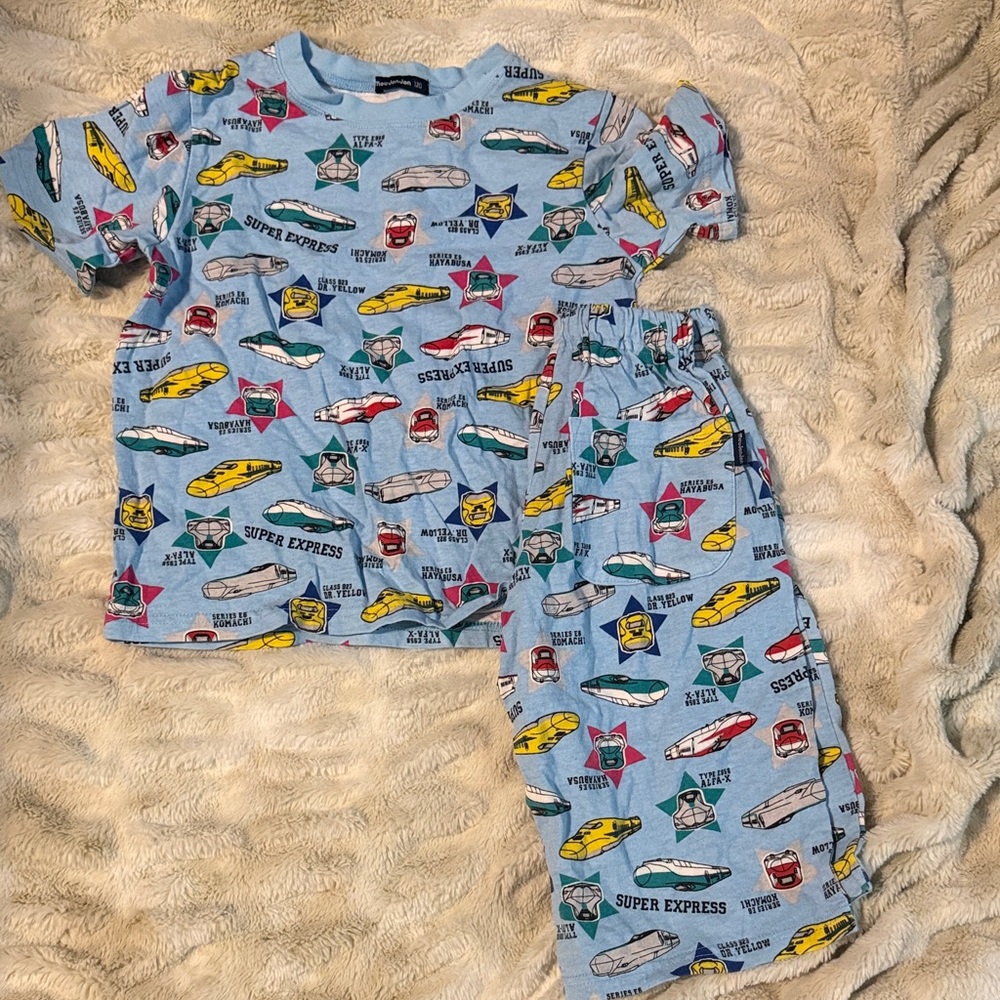 Kids Shinkansen Bullet Train Print Pajamas size 120 (5/6)